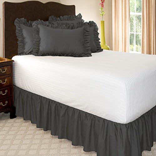 3 Sided Split Corner Dust Ruffled Bedskirt in Grey