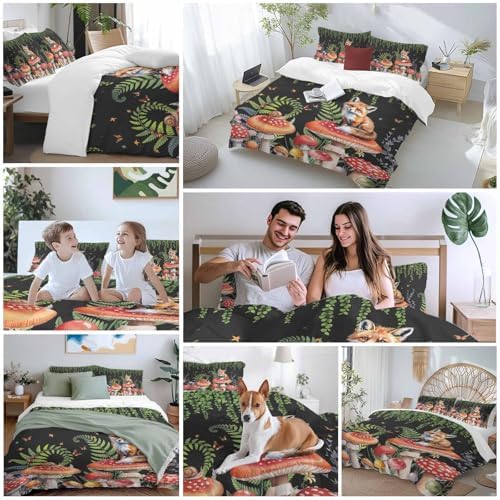 Sabolny Mushroom Bedding Duvet Cover Set 3 Piece