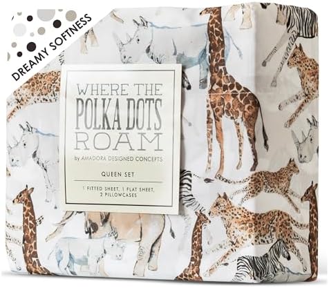 Where The Polka Dots Roam Safari Animal Twin Bed Set