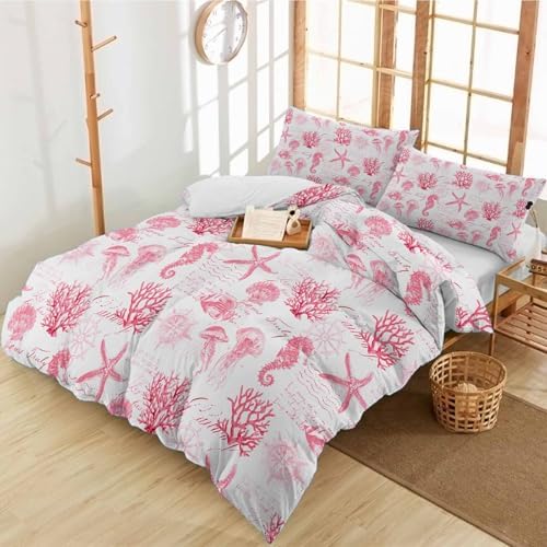 Alandar Home 3 Piece Ocean Pink Starfish Bedding Set