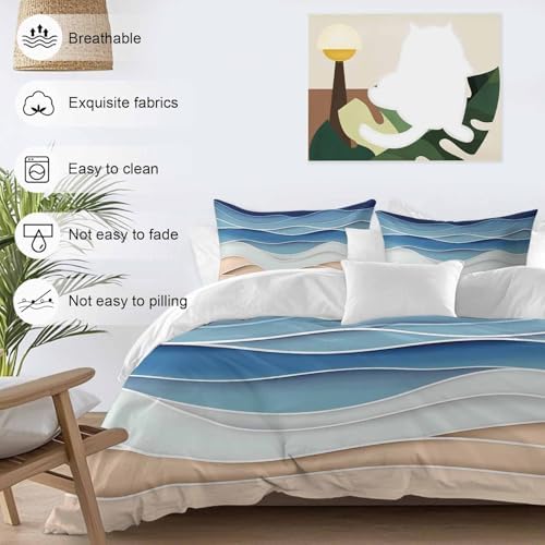 Sabolny Geometric Blue Duvet Cover Set 3 Piece