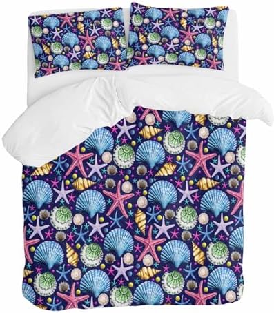 Coastal Blue Queen Duvet Cover Set with Pillowcases