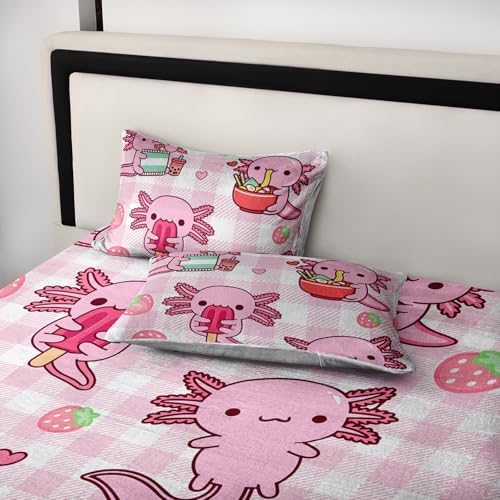 HOSIMA Axolotl Print Fitted Sheet Twin Set
