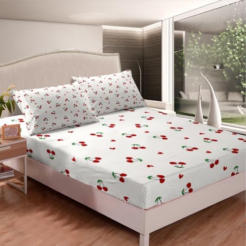Feelyou Kids Red Cherry Fitted Sheet Set