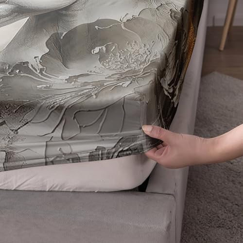 UEVBF Black White Horses Fitted Sheet Set