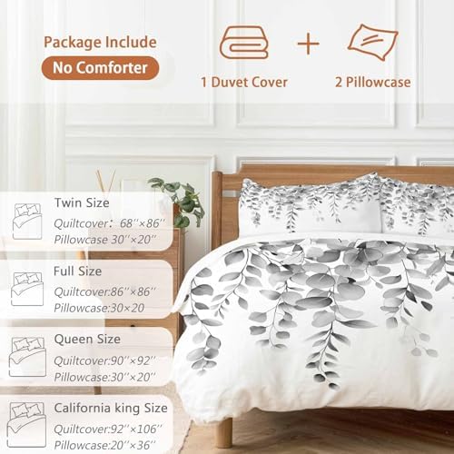 Sabolny Grey Eucalyptus Duvet Cover Set 3 Piece 1