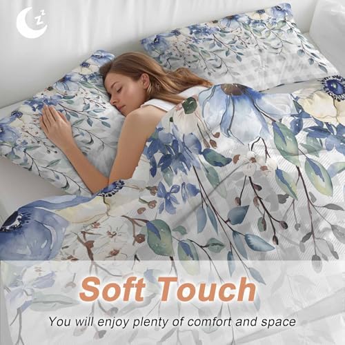 Sabolny Blue Flowers Duvet Cover Set 3 Piece 1