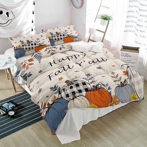 Alandar Home Duvet Cover Set Thanksgiving Pumpkin Fall Design