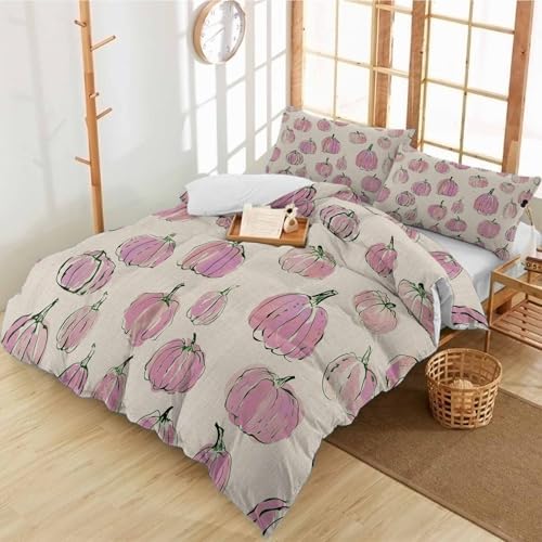 Alandar Home Pink Pumpkin Duvet Cover Set 3 Piece