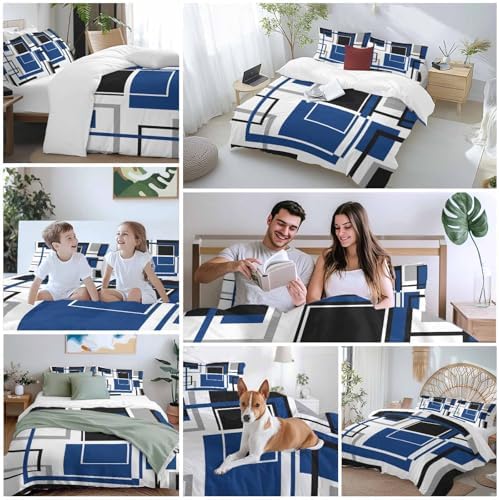 Sabolny Blue Queen Duvet Cover Set with Throw Pillowcases