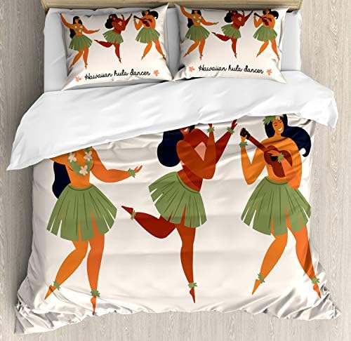 Ambesonne Hula Girl Duvet Cover Set Multicolor