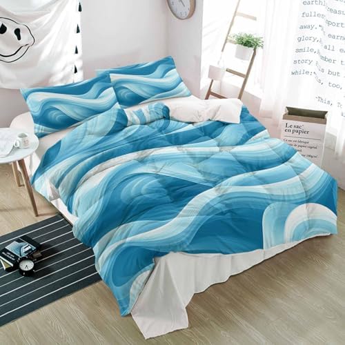 Alandar Home 3 Piece Summer Blue Ocean Bedding Set
