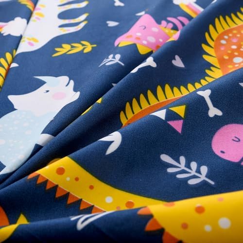 KWLOVER Dinosaur Print Bed Sheet Set Twin Size Navy Blue