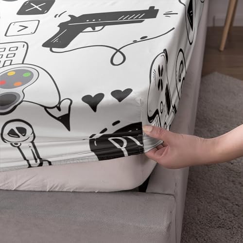 AILONEN Gaming Fitted Sheet Set for Boys Twin XL 3Pcs
