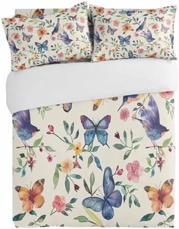 3 Piece Bedding Set Watercolor Purple Butterflies
