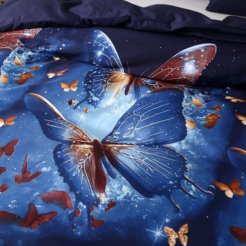 MAG 3pcs Butterfly Duvet Cover Set for Toddler Girls