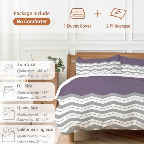 Grey Chevron Bedding Duvet Cover Set 3 Piece