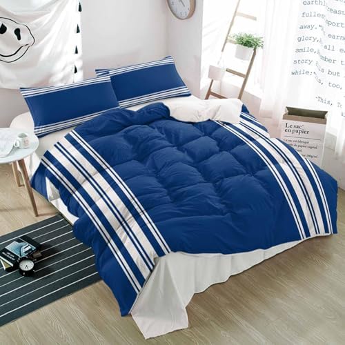 Alandar Home Duvet Cover Set Abstract Blue Stripes 3 Piece