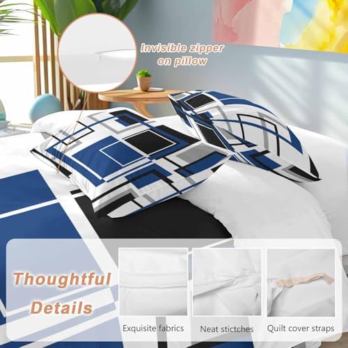 Sabolny Blue Queen Duvet Cover Set with Throw Pillowcases