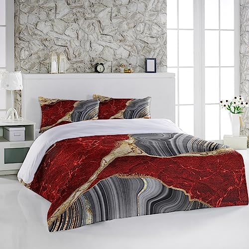 3 Piece Bedding Set with Gold Foil Duvet Cover