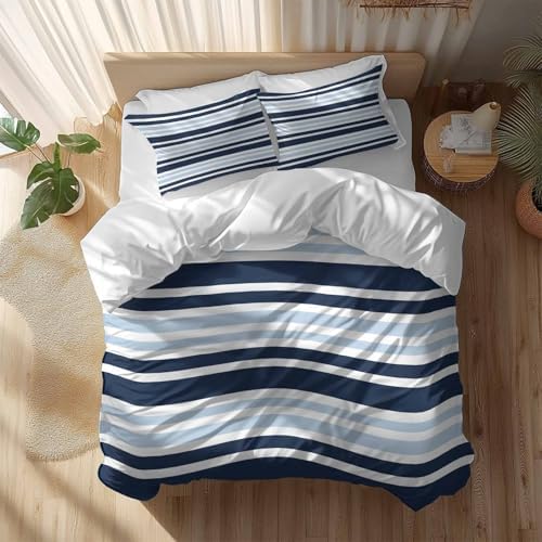 Sabolny Dark Blue Queen Duvet Cover Set 3 Piece 1
