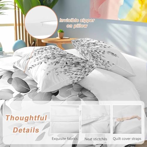 Sabolny Grey Eucalyptus Duvet Cover Set 3 Piece 1