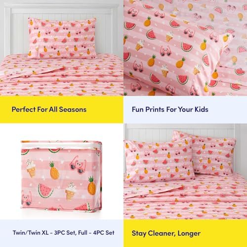 1500 Supreme Kids Bed Sheet Set - Twin Summer Fun Pink