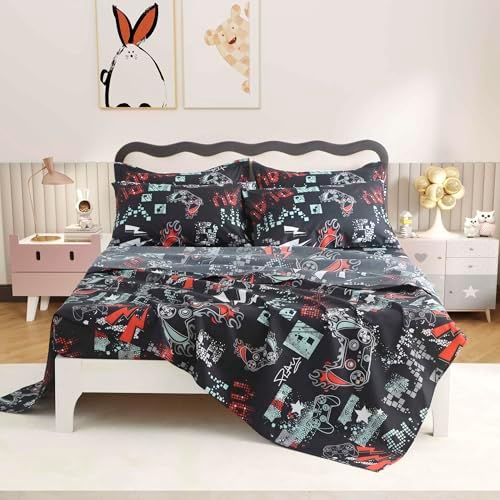 SDY 4PCS Game Sheet Set Queen Size Kids Bedding