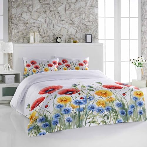3 Piece Bedding Set with Wild Flower Design