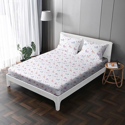 MUSOLEI Unicorn Fitted Sheet Set for Kids