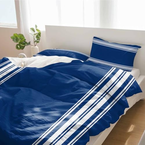 Alandar Home Duvet Cover Set Abstract Blue Stripes 3 Piece