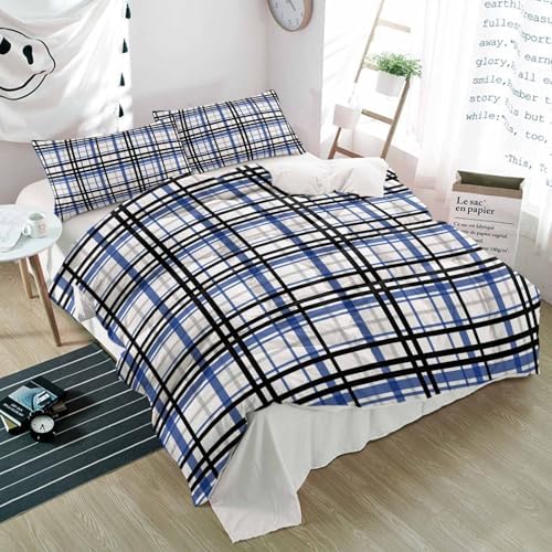 3 Piece Bedding Set with Abstract Black White Stripes