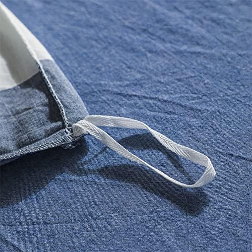 NSNLGSGC Twin Duvet Cover Set Navy Blue Linen Feel