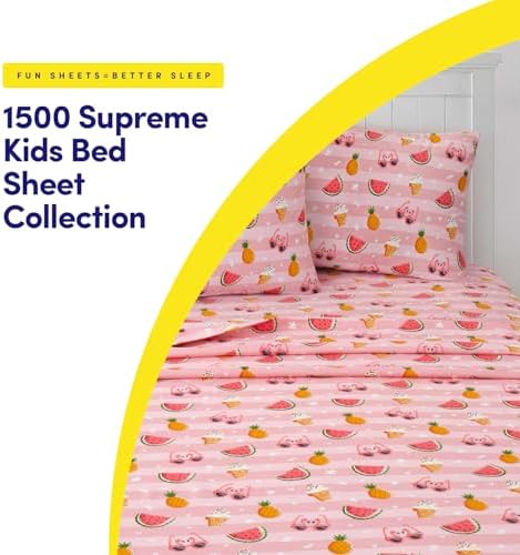 1500 Supreme Kids Bed Sheet Set - Twin Summer Fun Pink