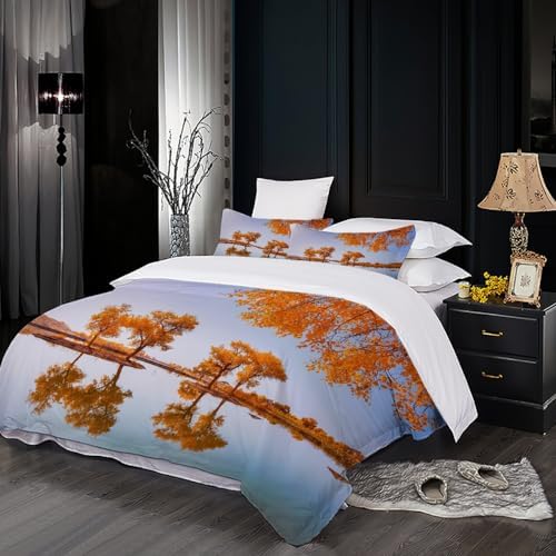 California King Duvet Cover Set with Zipper and Pillowcases