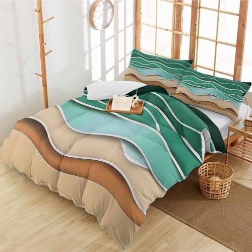 Alandar Home 3 Piece Bedding Set Ombre Turquoise Brown