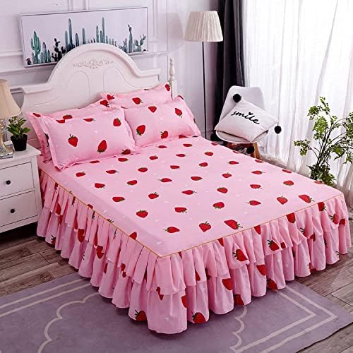 Feelyou Cute Strawberry Bed Sheet Set for Girls Queen