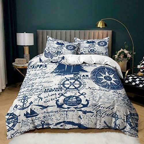 AILONEN Anchor Duvet Set King Size with Zipper