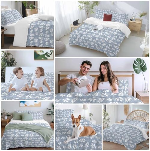 Sabolny Leaf Blue Bedding Queen Set