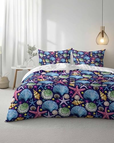 Coastal Blue Queen Duvet Cover Set with Pillowcases