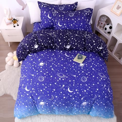 JSD Blue Stars Kids Duvet Cover Set Twin Size 2 Piece