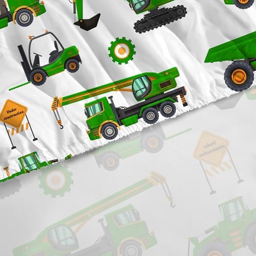 EDGZKO Green Tractor Kids Twin Sheet Set