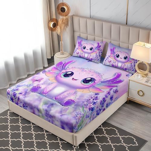 Cute Axolotl Fitted Sheet Set Twin Size 1