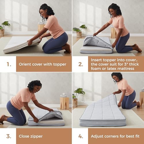 Jamdok 3Inch Mattress Topper Cover Gray 1