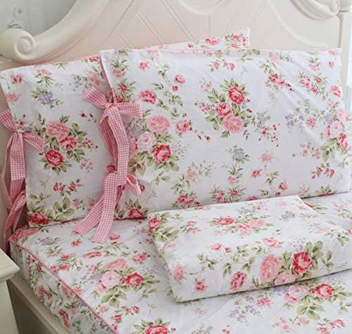 FADFAY Cal King Duvet Cover Set 7Pcs Shabby Rose Floral