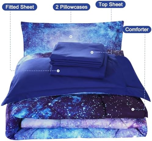 Wowelife Galaxy Bedding Set 5-Piece Full Size Blue