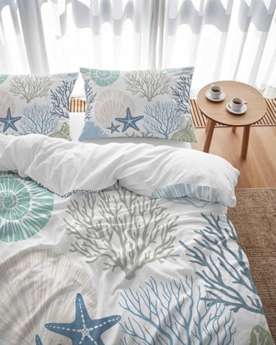 ZOE GARDEN Coastal Blue Queen Duvet Cover Set