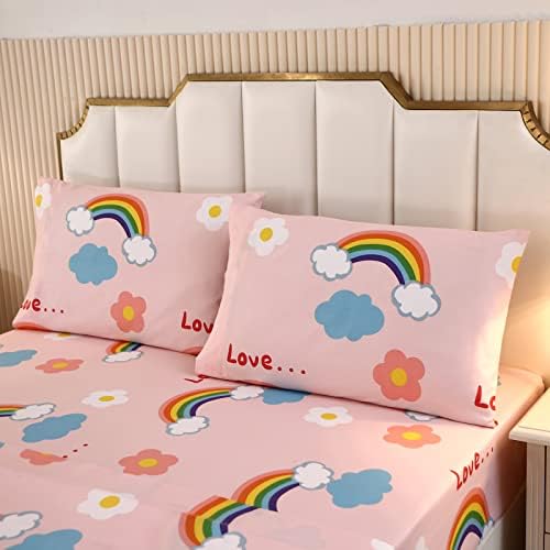 SDY 4PCS Mermaid Floral Twin Sheet Set