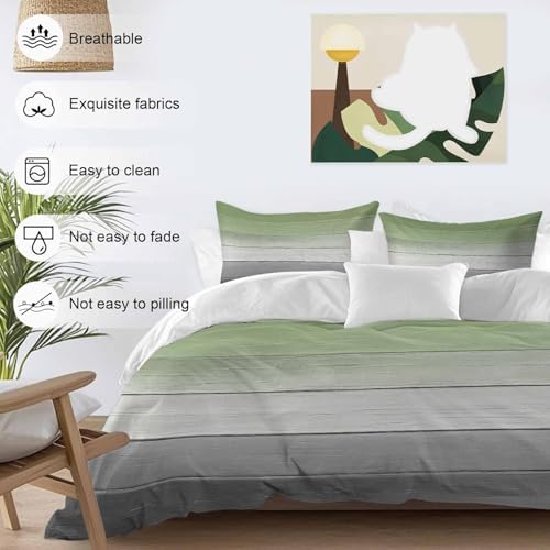 Sabolny Sage Green Duvet Cover Set with Throw Pillowcases