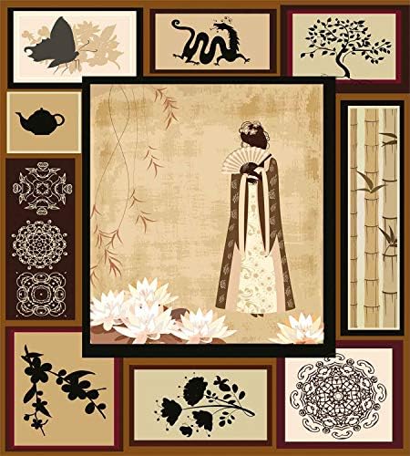 Ambesonne Japanese Duvet Cover Set - California King Brown Cream